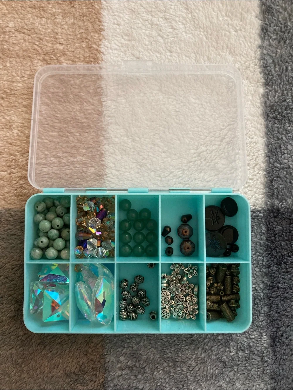 Czech Glass ,AB, Stone and Metal Bead Mix with Organizer